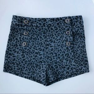 High waisted Charcoal & Gray Leopard shorts